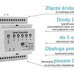 Inteligentny sterownik do ogrzewania podłogowego, obsługuje do 5 stref i piec C.O.