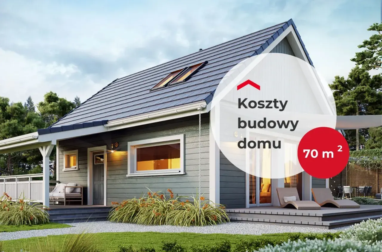 Ile kosztuje pozwolenie na budowę domu 70 m²? Nowoczesny, parterowy dom z tarasem i ogrodem.