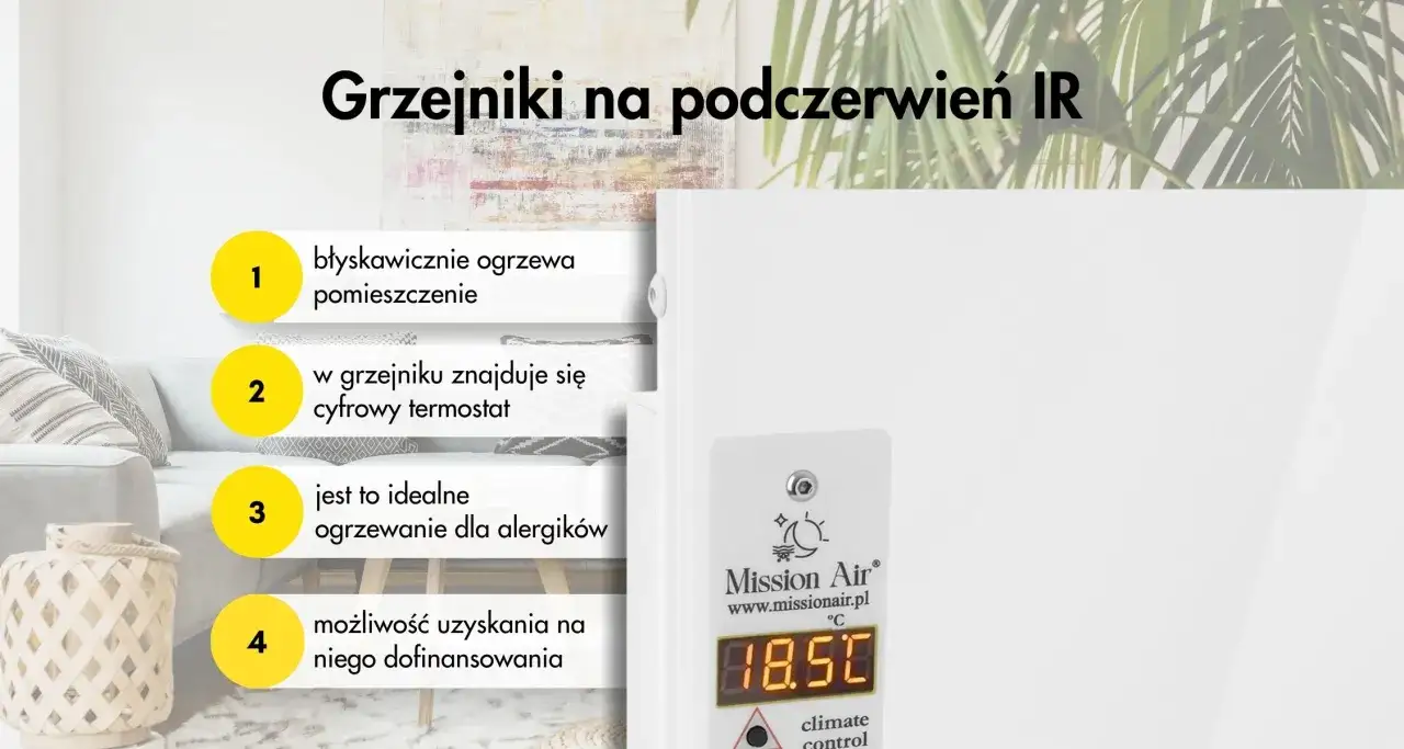 Grzejniki na podczerwień IR: szybkie ogrzewanie, cyfrowy termostat, idealne dla alergików. Zastanawiasz się nad ogrzewanie na podczerwień koszty miesięczne? Sprawdź możliwości dofinansowania.
